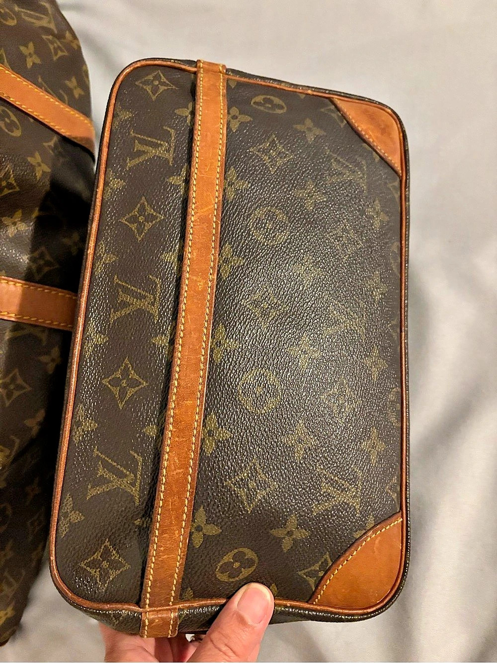 Authentic Louis Vuitton Trocadero 27 Cosmetic Case in Brown & Tan